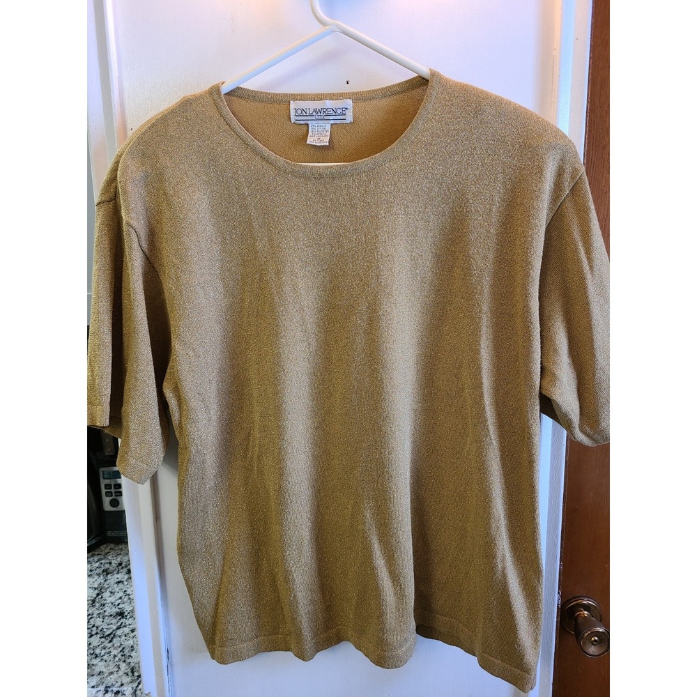 Jon Lawrence Gold Shimmer Short-sleeved Top. Size M.